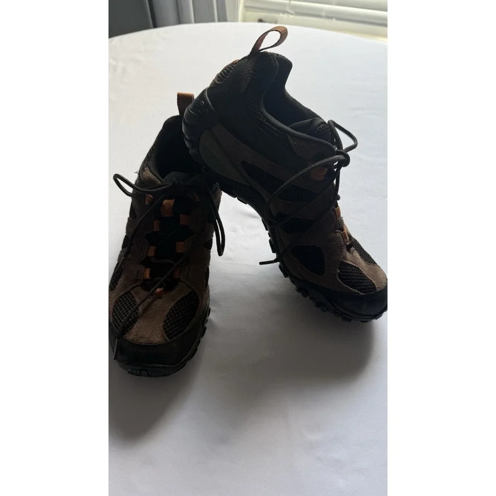 Merrell Men's Hiking Shoes Size 9.5 Brown Suede and Mesh Lace Up GUC Low Top
